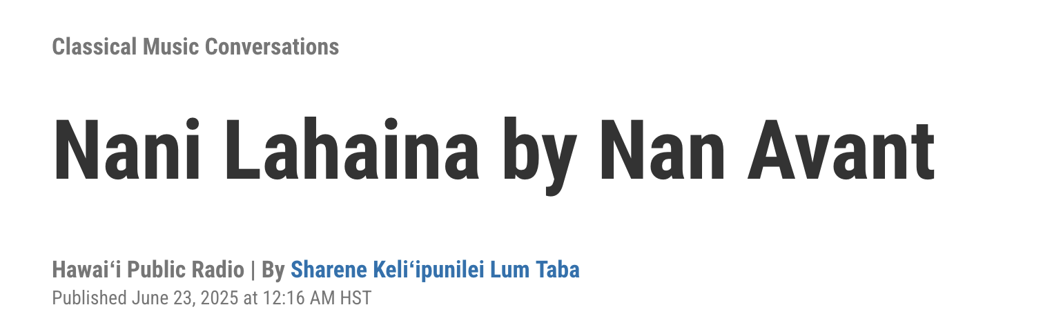 Hawaii Public Radio Interview Nani Lahaina Nan Avant